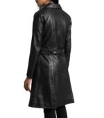 Moonlight Black Leather Trench Coat - Image 2