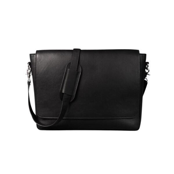 Black Leather Messenger Bag - Eirik