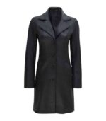 Women's Black Genuine Leather Car Coat - Kaja - Image 2