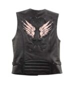 Motorcycle Style Black Leather Biker Vest - Image 2