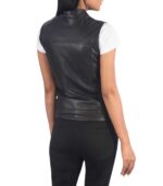 Women's Moto Black Leather Vest ? Sonja - Image 2