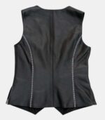 Rhinestone Black Leather Vest - Image 2
