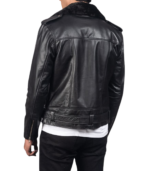 Furton Black Leather Biker Jacket - Image 2