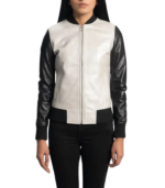 Cole Silver Leather Bomber Jacket - Image 2