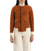 Women's Brown Suede A-1 Bomber Jacket – Linnea - Image 2