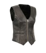 Sienna Women’s Braided Leather Zip Front Vest - Image 2