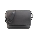 Grey Leather Messenger Bag - Eirik