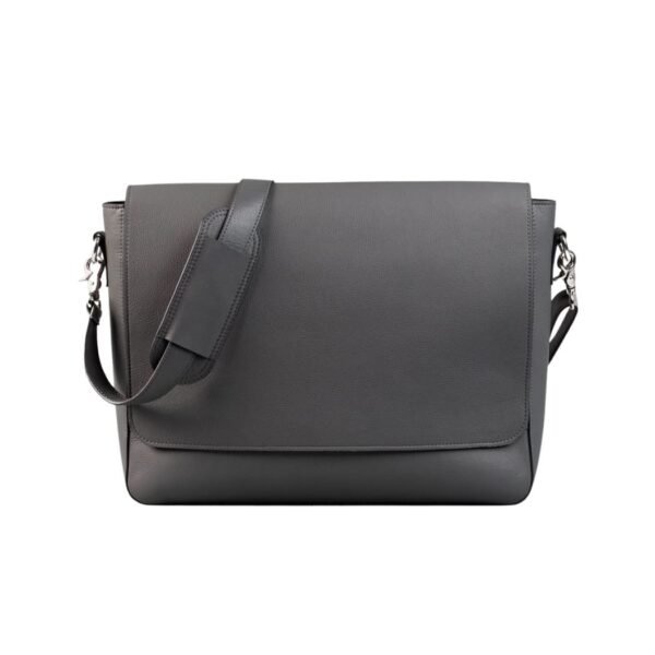 Grey Leather Messenger Bag - Eirik