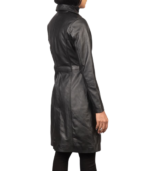 Alexis Black Single Breasted Leather Coat - Image 2