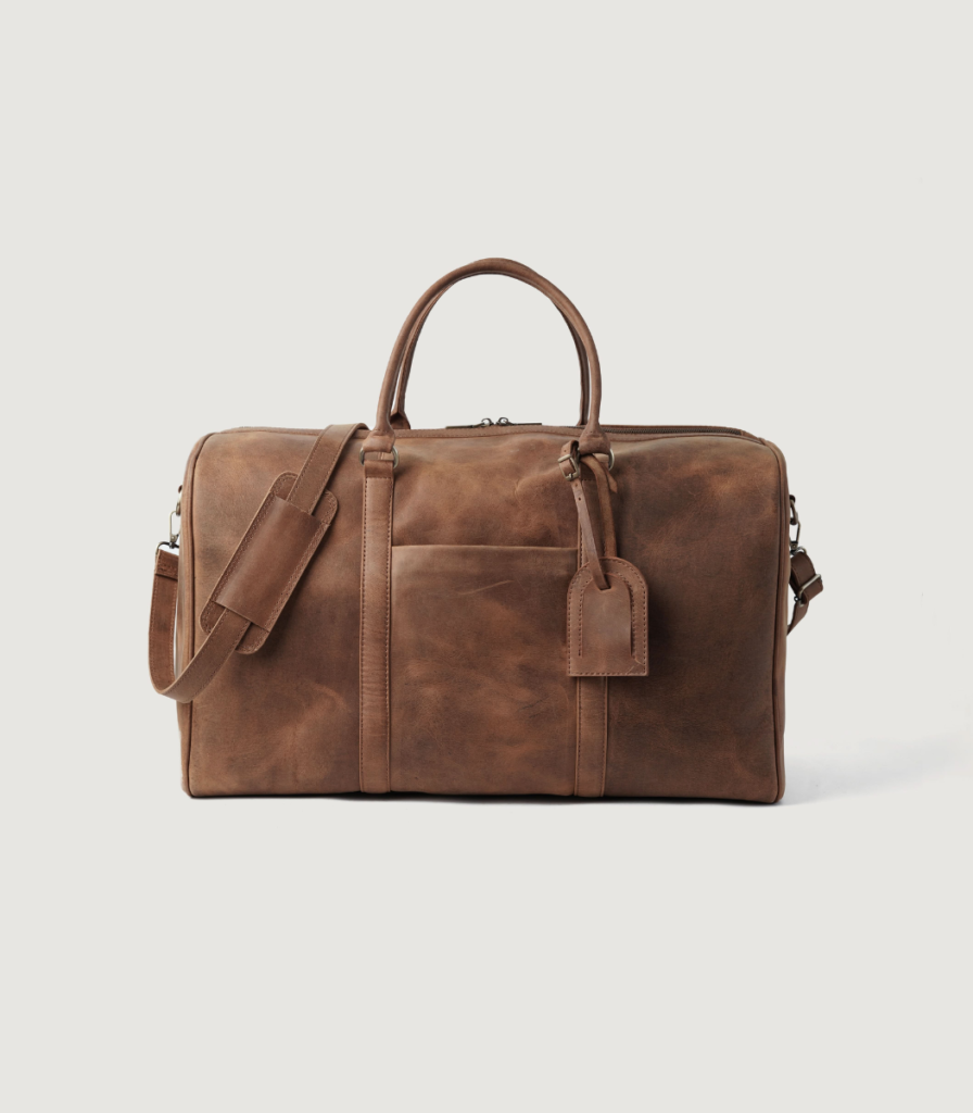 Vintage Tan Brown Leather Duffle Bag – Darri
