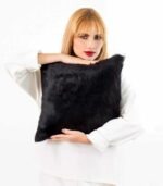 Solid Black Cowhide Pillow - Image 2