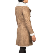 Amie Distressed Brown Double Breasted Shearling Coat - Image 6