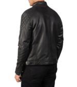 Gatsby Black Leather Biker Jacket - Image 2