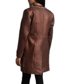 Evelyn Quilted Maroon Leather Coat - Image 7