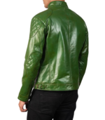 Gatsby Green Leather Biker Jacket - Image 2