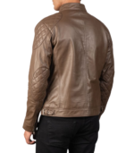 Gatsby Mocha Leather Biker Jacket - Image 2