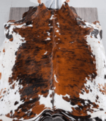 Tricolor Brindle Mix Cowhide Rug Size 6'8 L x 6'4 W 8256 - Image 2