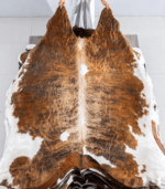 Tricolor Brindle Mix Cowhide Rug Size 7'2 L x 7'2 W 8181 - Image 2