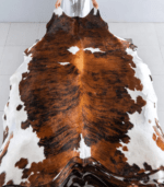 Tricolor Brindle Mix Cowhide Rug Size 7'3 L x 6'6 W 8107 - Image 2