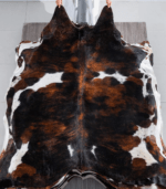 Tricolor Brindle Mix Cowhide Rug Size 7'3 L x 6'8 W 8268 - Image 2