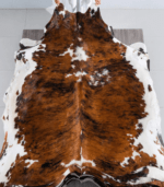 Tricolor Brindle Mix Cowhide Rug Size 7'7 L x 6'5 W 8239 - Image 2