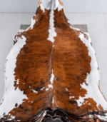 Tricolor Brindle Mix Cowhide Rug Size 7'7 L x 6'8 W 8174 - Image 2