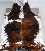 Tricolor Brindle Mix Cowhide Rug Size 7'10 L x 7'1 W 8286 - Image 2