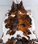 Tricolor Brindle Mix Cowhide Rug Size 8'0 L x 6'8 W 8187 - Image 2