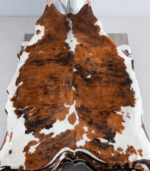 Tricolor Brindle Mix Cowhide Rug Size 8'2 L x 6'11 W 8218 - Image 2