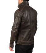 Hudson Brown Leather Biker Jacket - Image 2