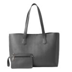 Grey Leather Tote Bag - Linnea