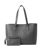 The Bianca Grey Leather Tote Bag - Image 2