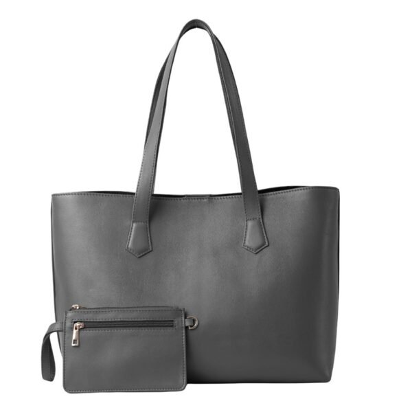 Grey Leather Tote Bag - Linnea