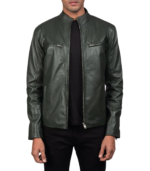 Ionic Green Leather Biker Jacket - Image 2