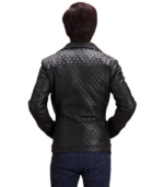 Black Studded Leather Biker Jacket - Image 2