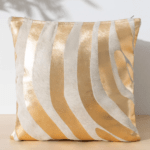 Zebra Gold Cowhide Pillow