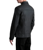 Lavendard Matte Black Leather Biker Jacket - Image 2