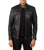 Mack Black Leather Biker Jacket - Image 2