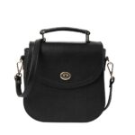 Black Leather Saddle Bag - Astrid