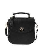 The Sandra Black Leather Saddle Bag - Image 2