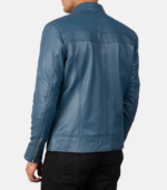 Mack Blue Leather Biker Jacket - Image 2