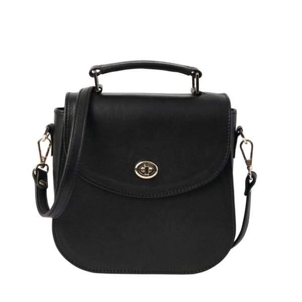 Black Leather Saddle Bag - Astrid