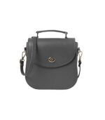 The Sandra Grey Leather Saddle Bag - Image 2
