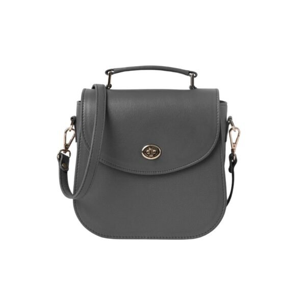Grey Leather Saddle Bag - Astrid