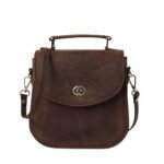 Vintage Distressed Brown Leather Saddle Bag - Astrid