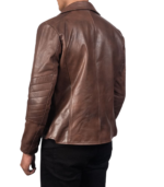 Raiden Brown Leather Biker Jacket - Image 2