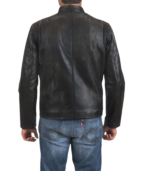 Rustic Black Leather Biker Jacket - Image 2