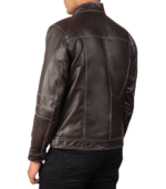 Men's Brown Leather Biker Jacket - Rolf - Image 2