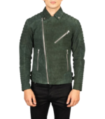 Armand Green Suede Biker Jacket - Image 2