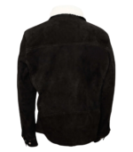 Black Shearling Suede Bomber Jacket - Image 2